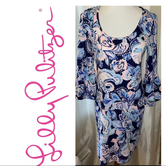 🎉HP🎉NWOT Lilly Pulitzer Carlile 3/4 Sleeve Dress in High Tide Navy Size Small🌸 - Picture 7 of 11